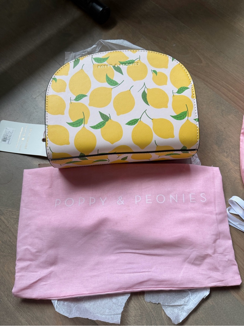 Poppy & Peonies Lemon Print Dome Crossbody Bag